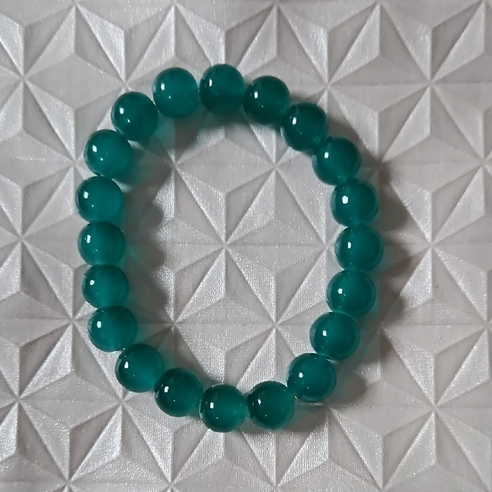 Teal Green Glass Beaded Bracelet